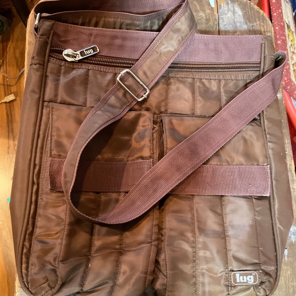 “lug”Brown Crossbody Multi Pocket Nylon Bag. - Picture 5 of 16